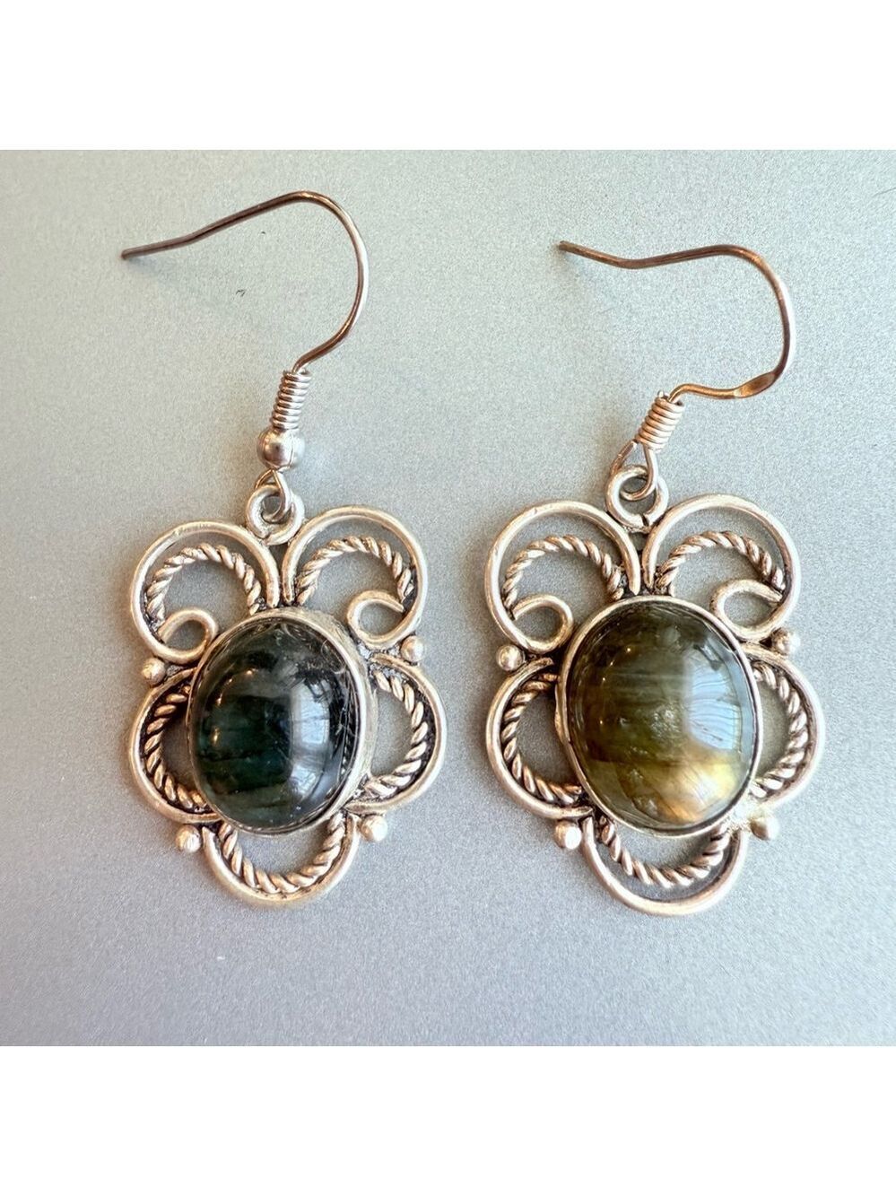 Labradorite Gemstone 925 Sterling Silver Butterfly Scroll Artisan Hook E…